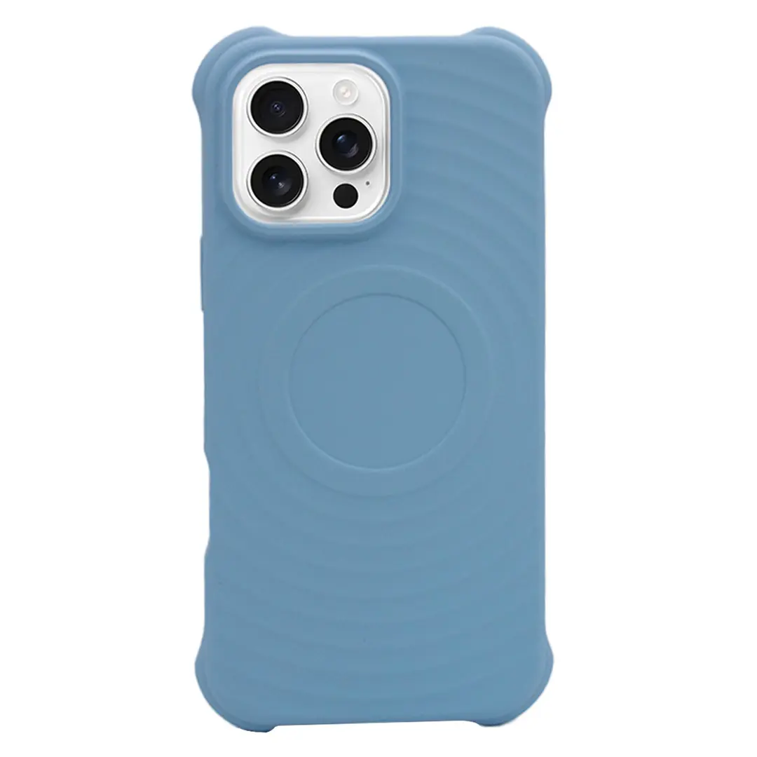 iPhone 16 Pro Magsafe Water Ripple Silicone Case Light Sky Blue