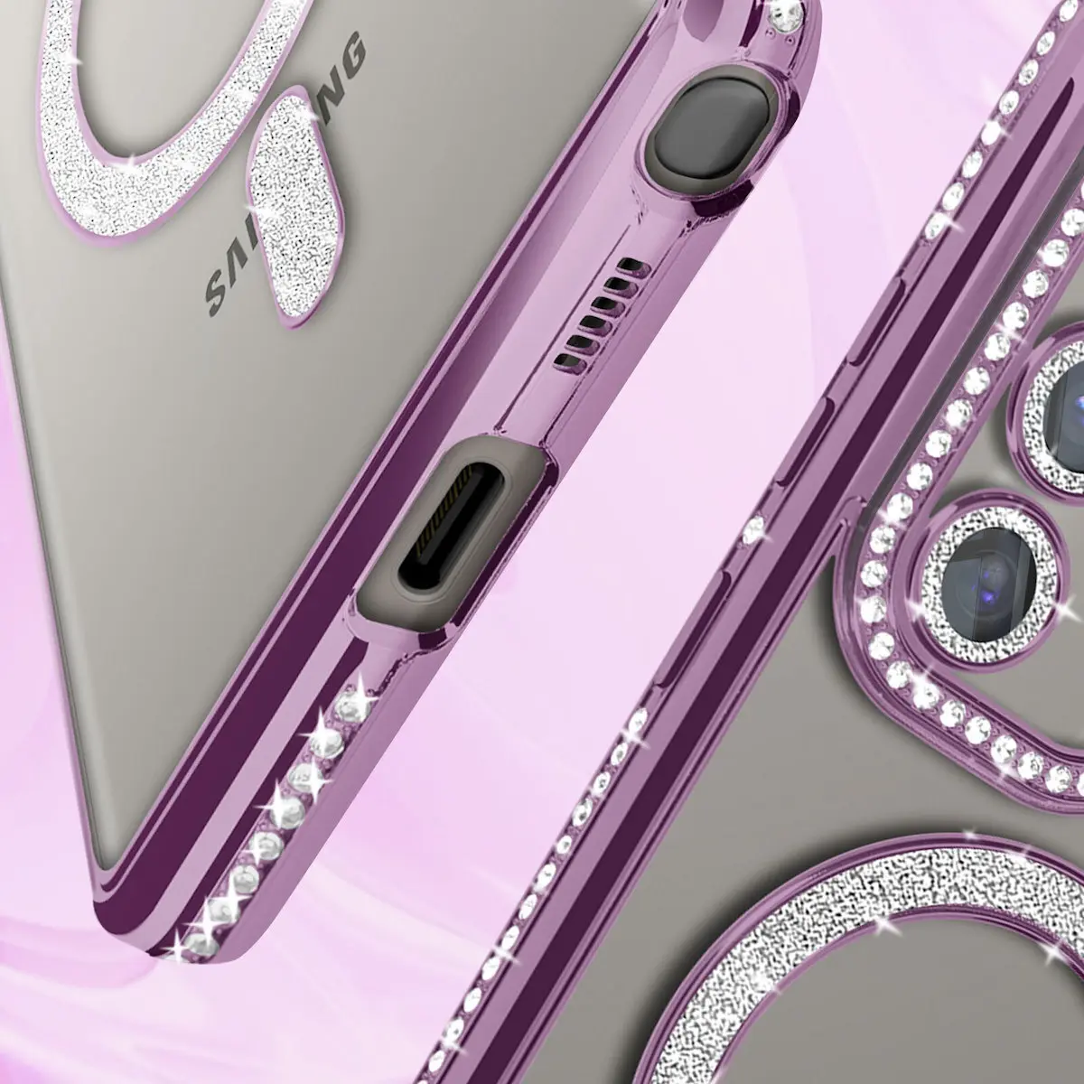 Samsung Galaxy S25/S24 Magsafe Clear Case Diamond with Camera Protection Purple