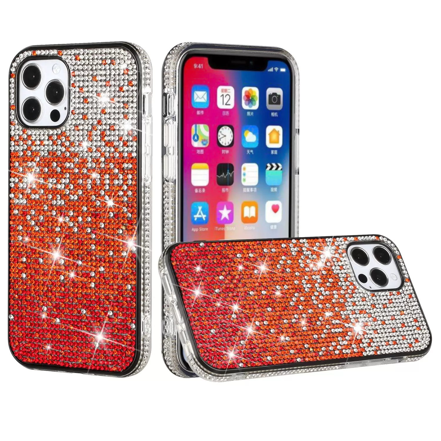 iPhone 15 Pro Max/iPhone 14 Pro Max Bling Party Diamond Red