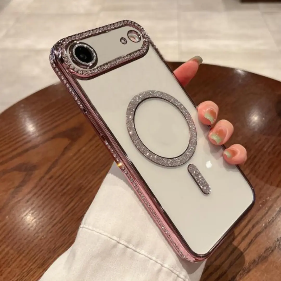 iPhone 17 Air Magsafe Clear Case Diamond with Camera Protection Rose Gold