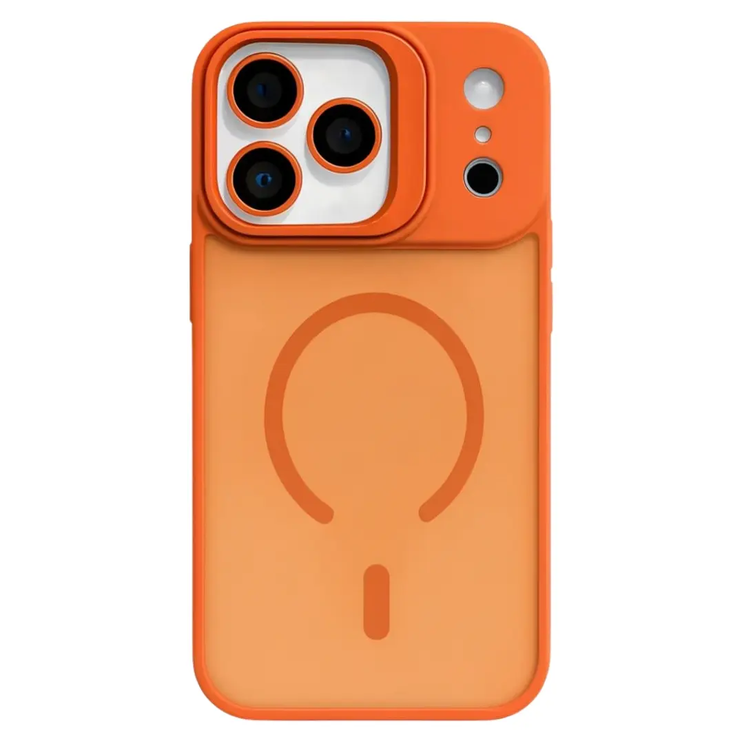 iPhone 17 Pro Max MagSafe Smoke Camera Stand Case Orange