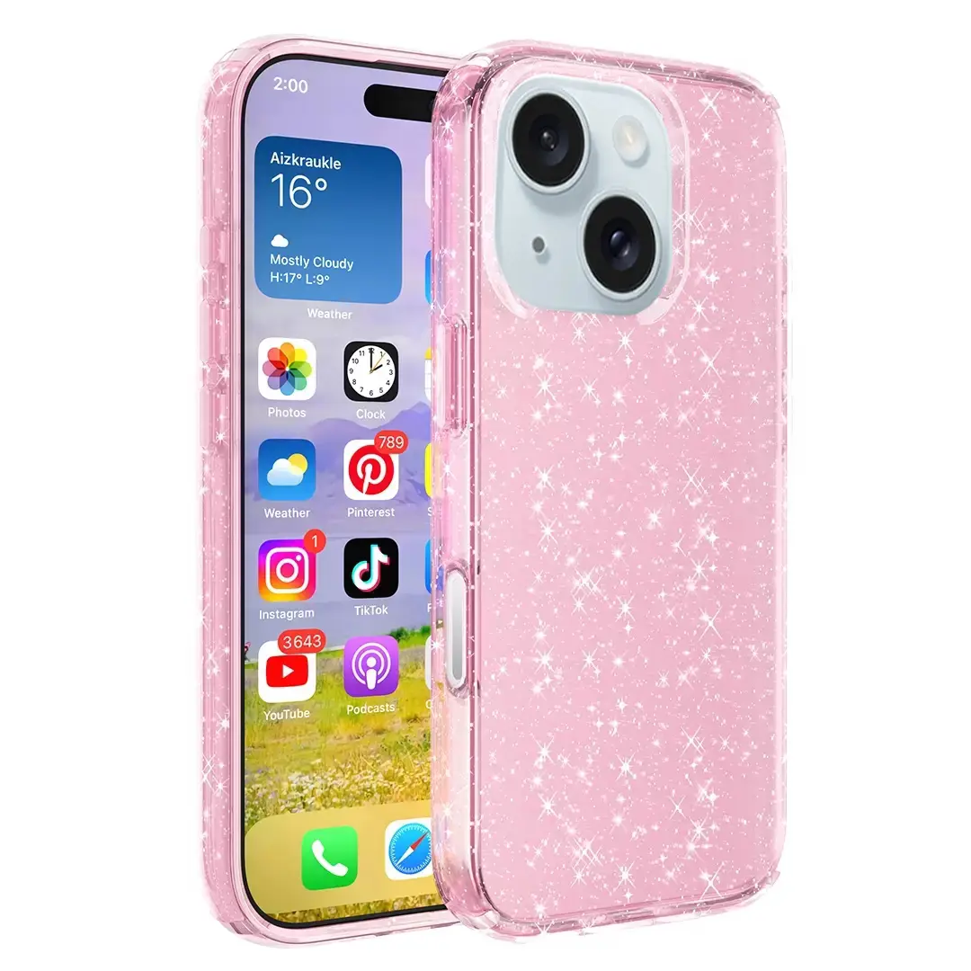 iPhone 15 Plus/iPhone 14 Plus Fleck Glitter Case Pink