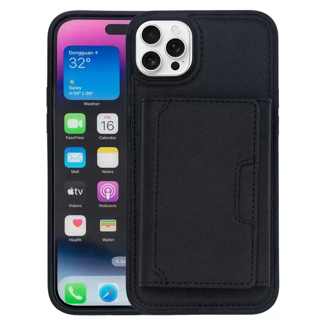 iPhone 16 Pro Modern Card Holder Case Magsafe Detachable Black