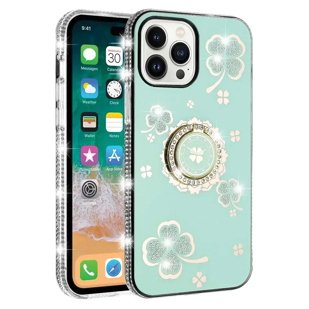 iPhone 17 Pro Bling Diamond Lucky Case Green