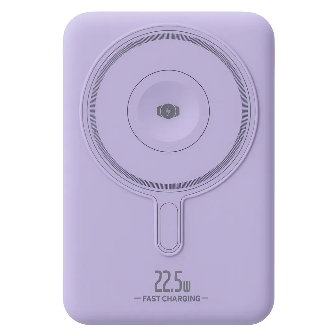 Power Bank- Magnetic Wireless with Built-in Cable 10000mAh Purple