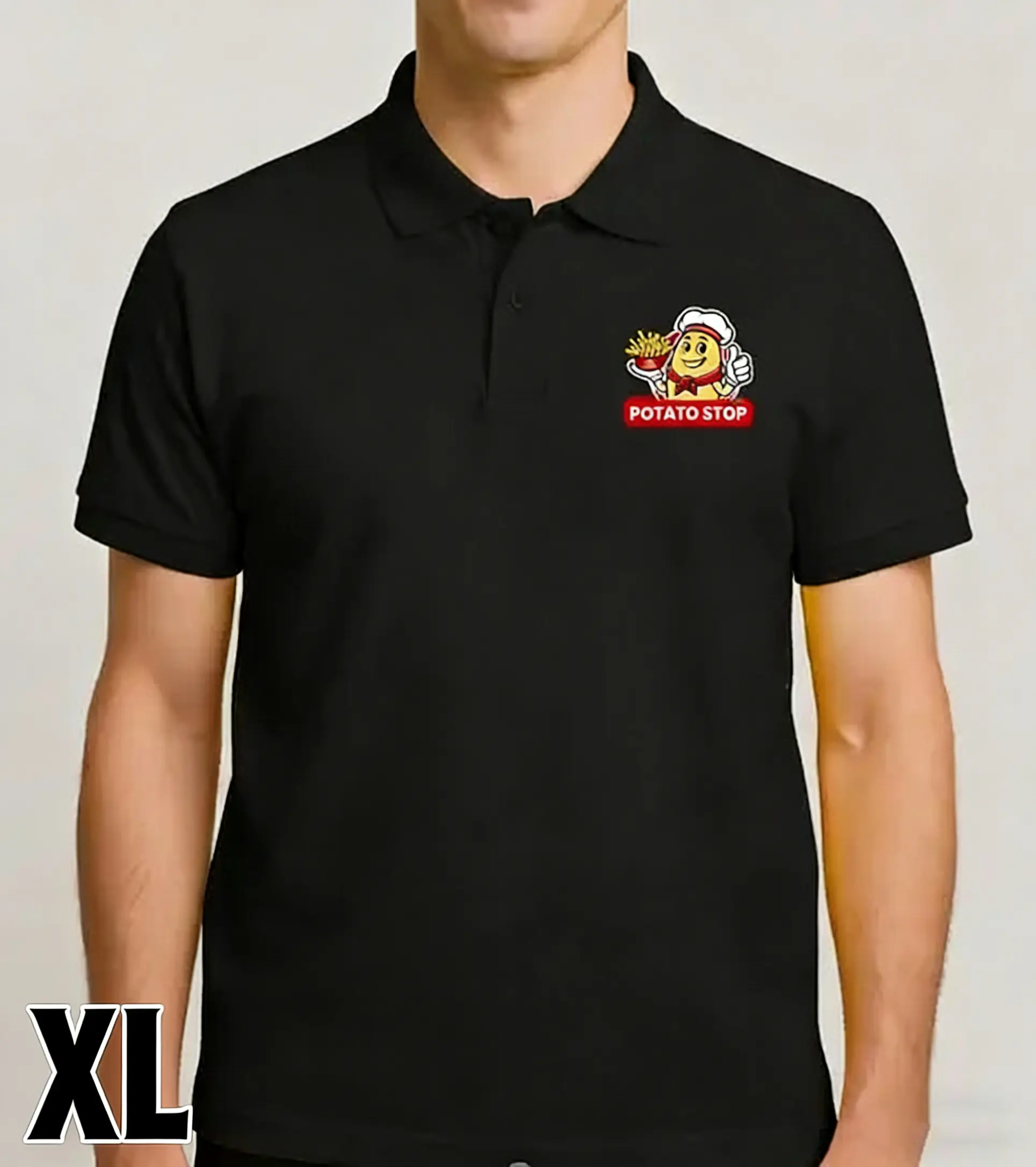 Potato Stop Polo Shirt Black L