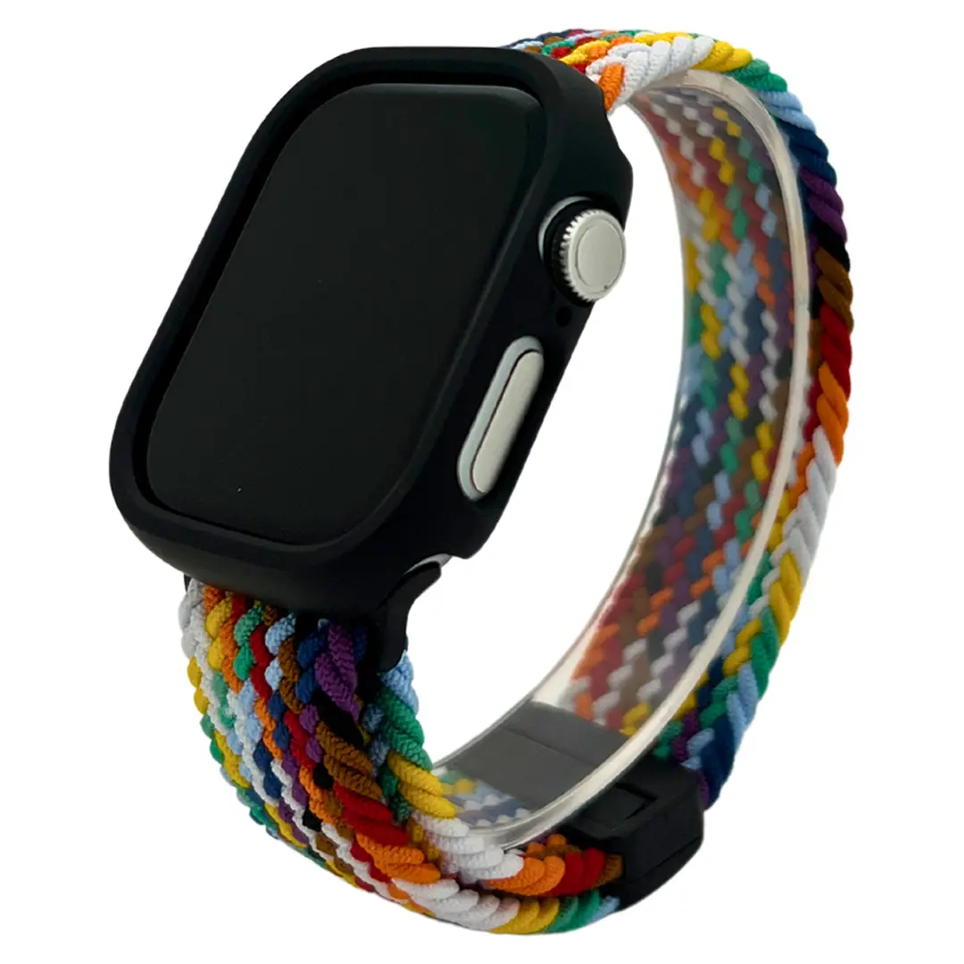 Apple Watch Band Weaving Rainbow Colors Black 42/44/45/46/49