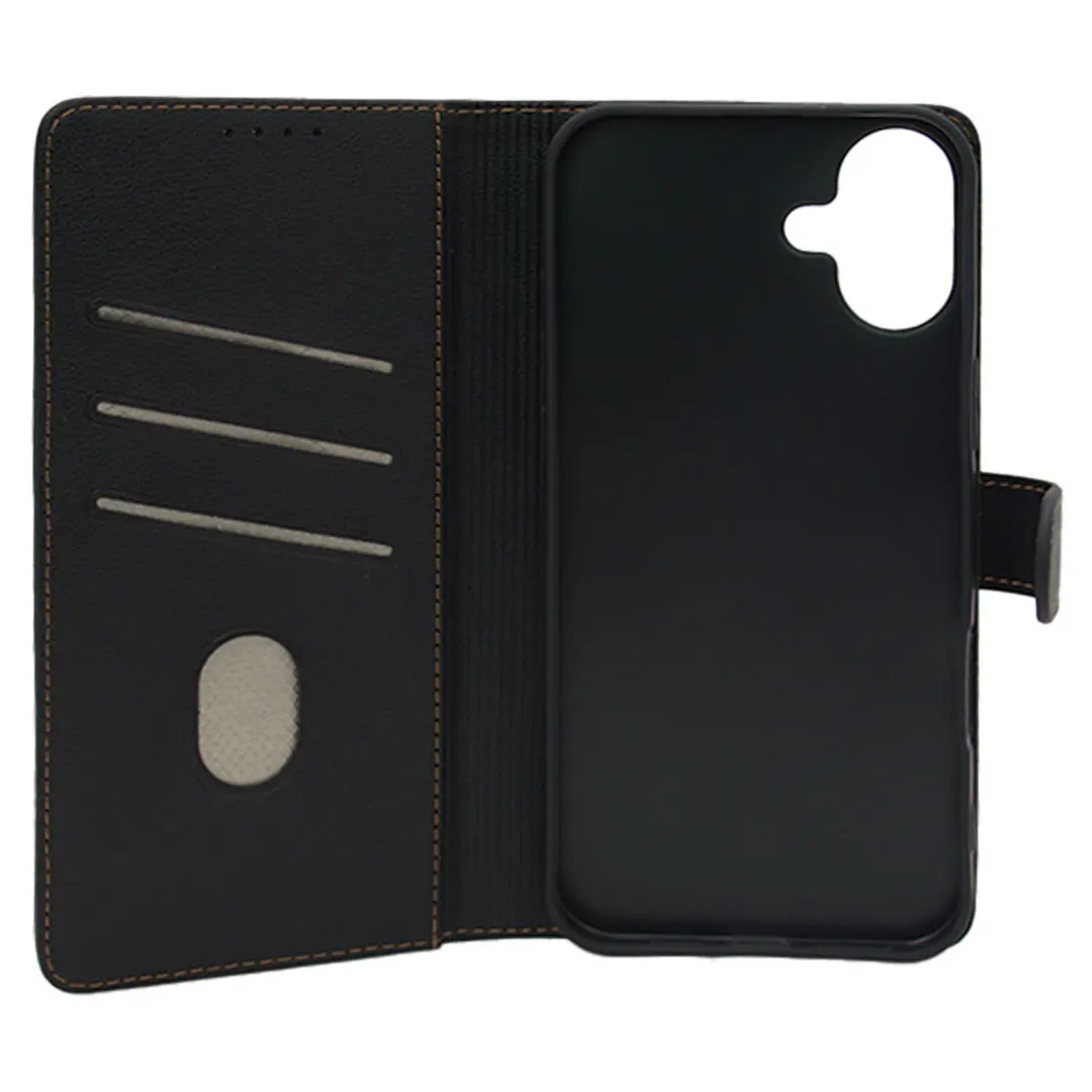 iPhone 16 Plus PU Leather Wallet Case Black