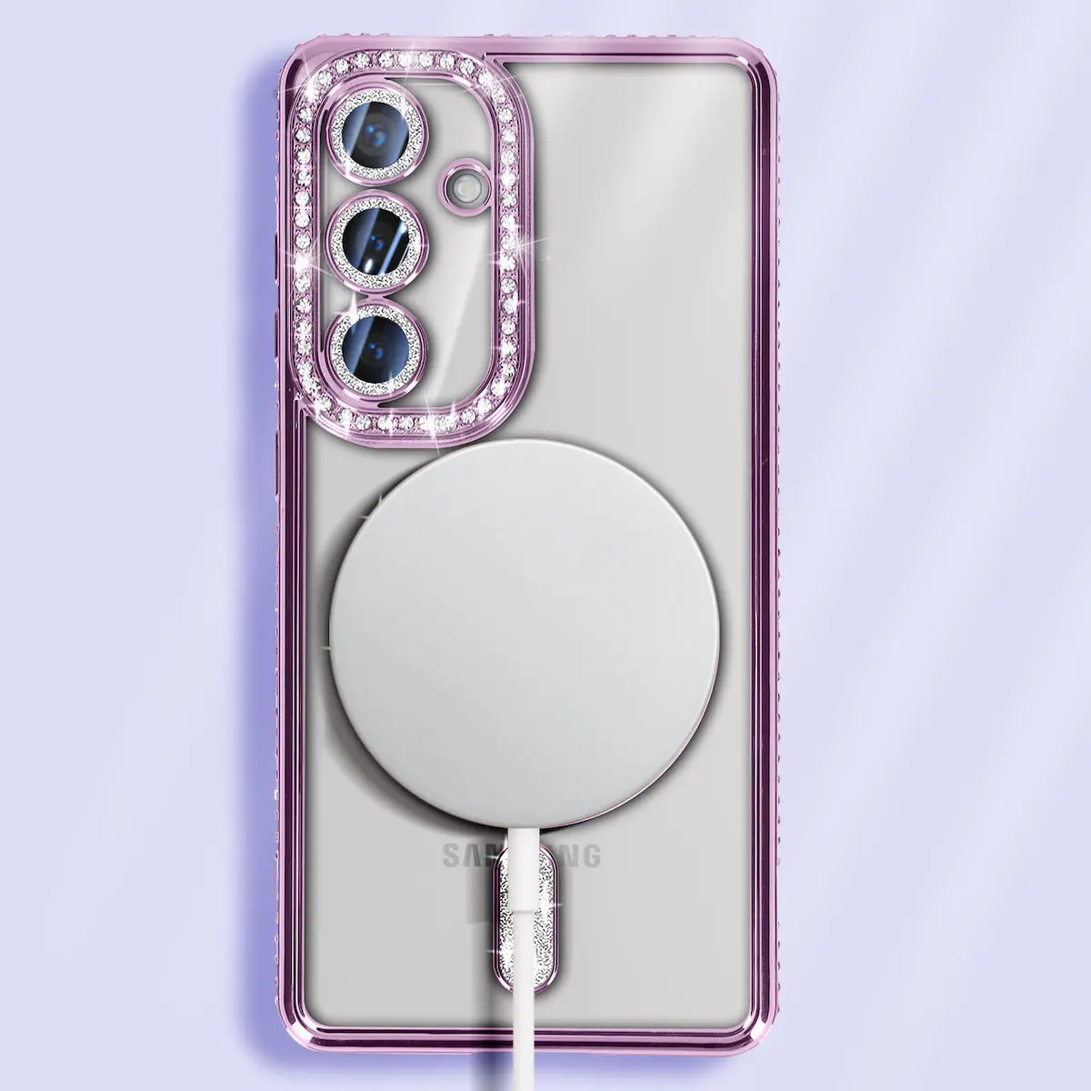 Samsung Galaxy S25/S24 Magsafe Clear Case Diamond with Camera Protection Purple