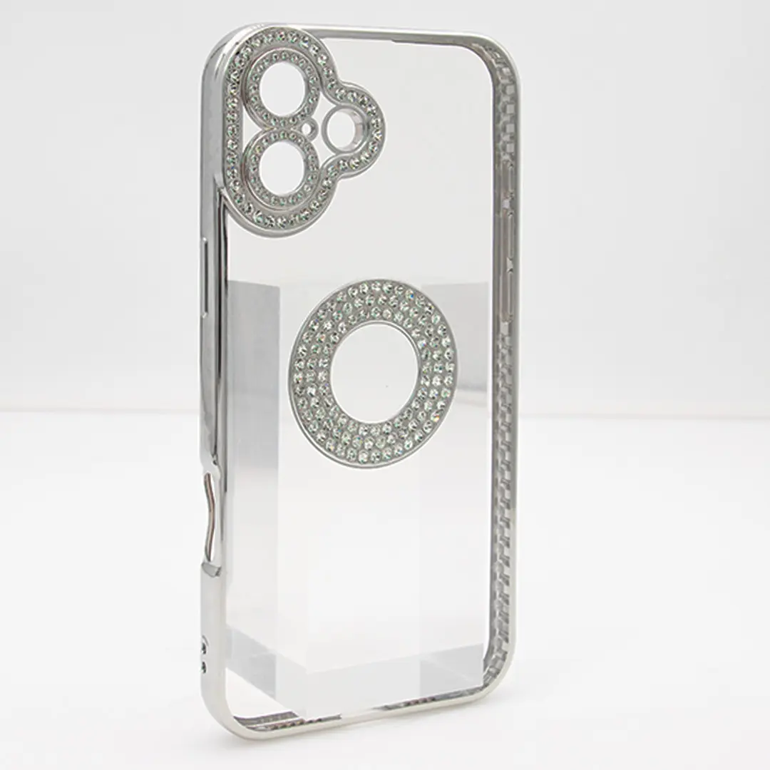 iPhone 16 Plus Clear Case Diamond with Camera Protection Silver