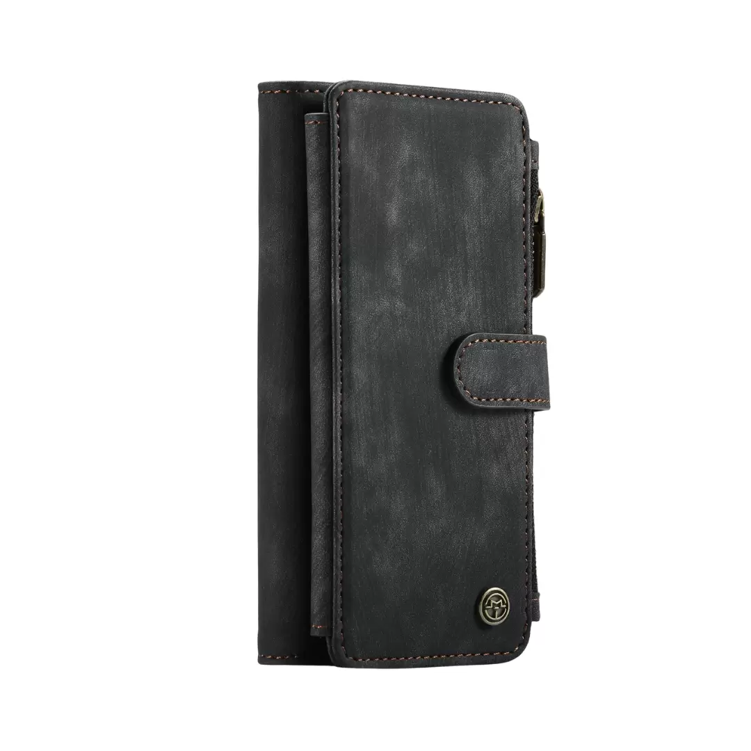 iPhone 15/iPhone 14/iPhone 13 Premio Wallet Luxury with Zipper Case Black