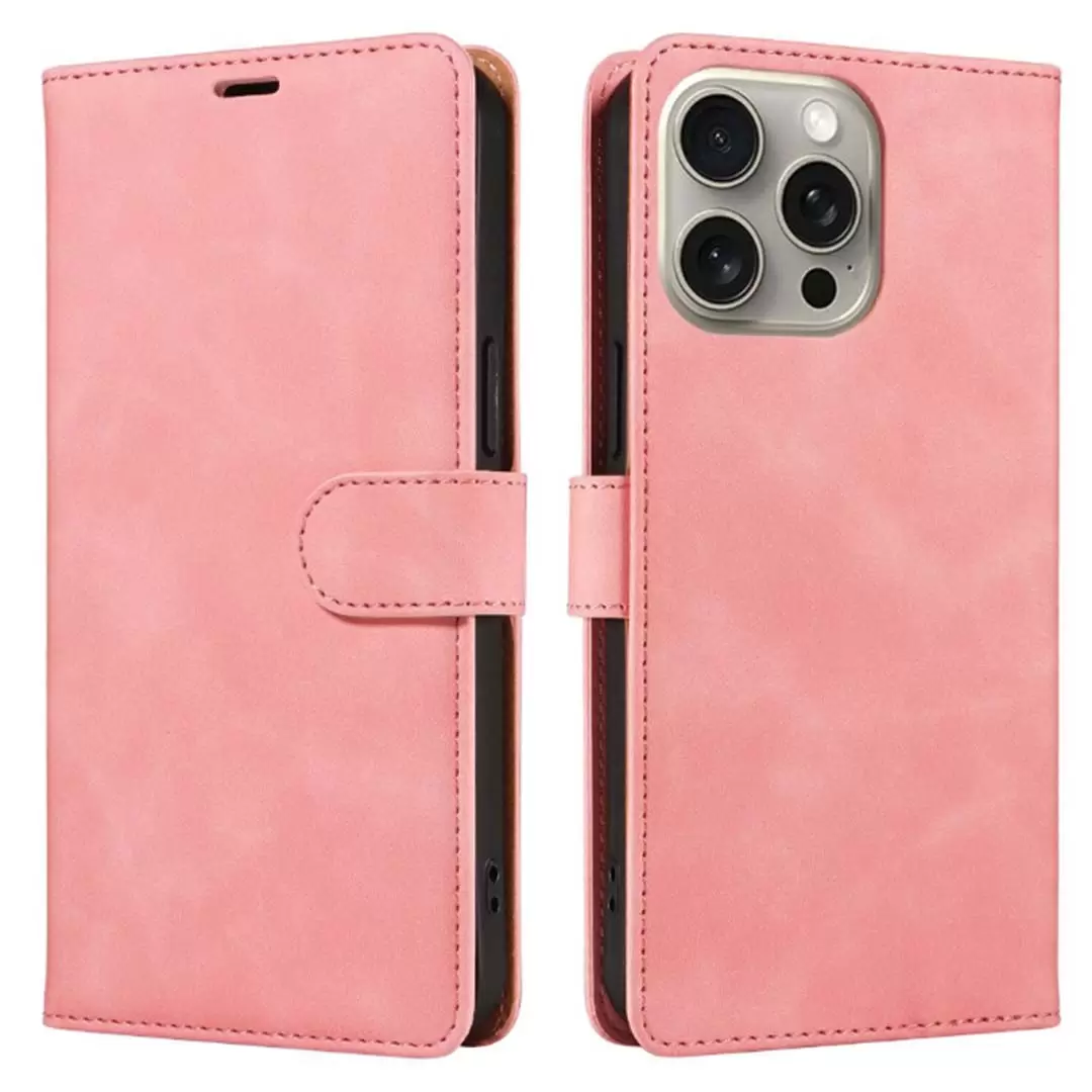 iPhone 16 Pro PU Leather Wallet Case Pink