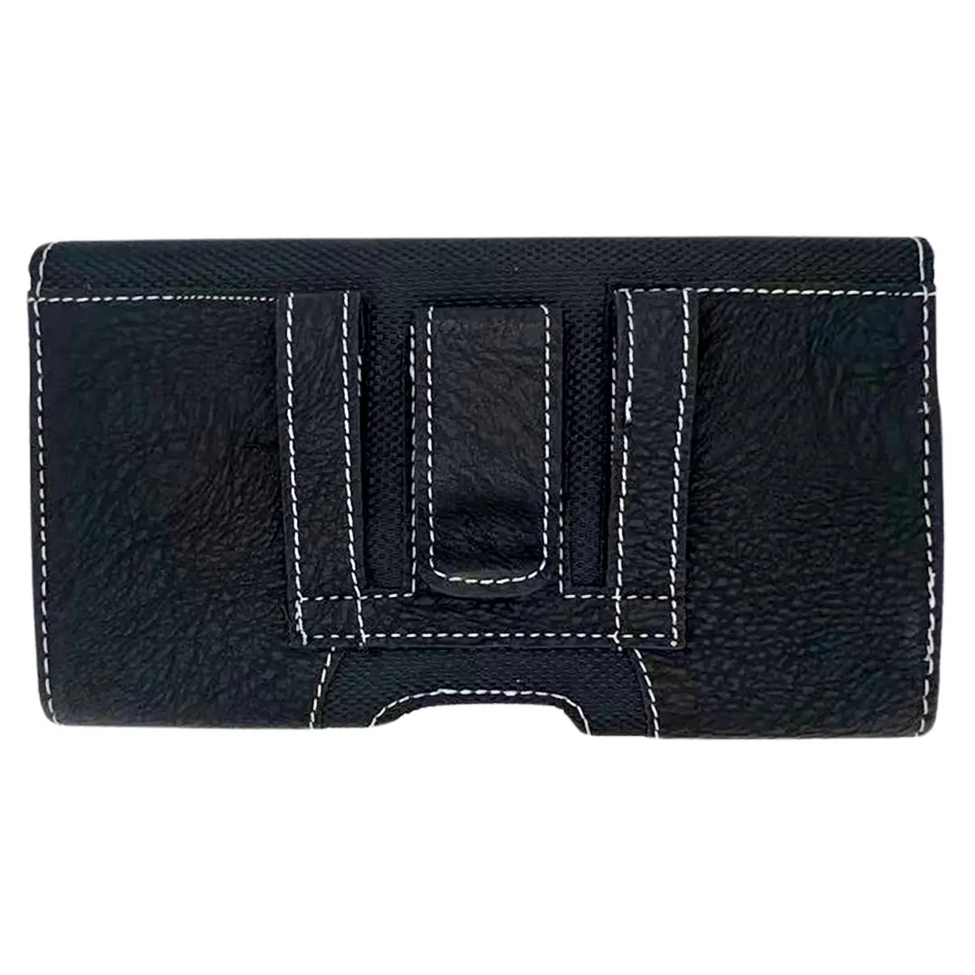 Horizontal Lychee leather Pouch Black 7.0 inch