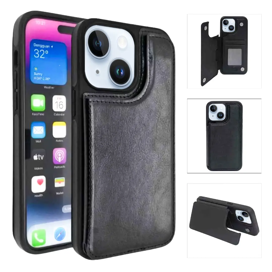 iPhone 15/iPhone 14/iPhone 13 Modern Card Holder Case Black