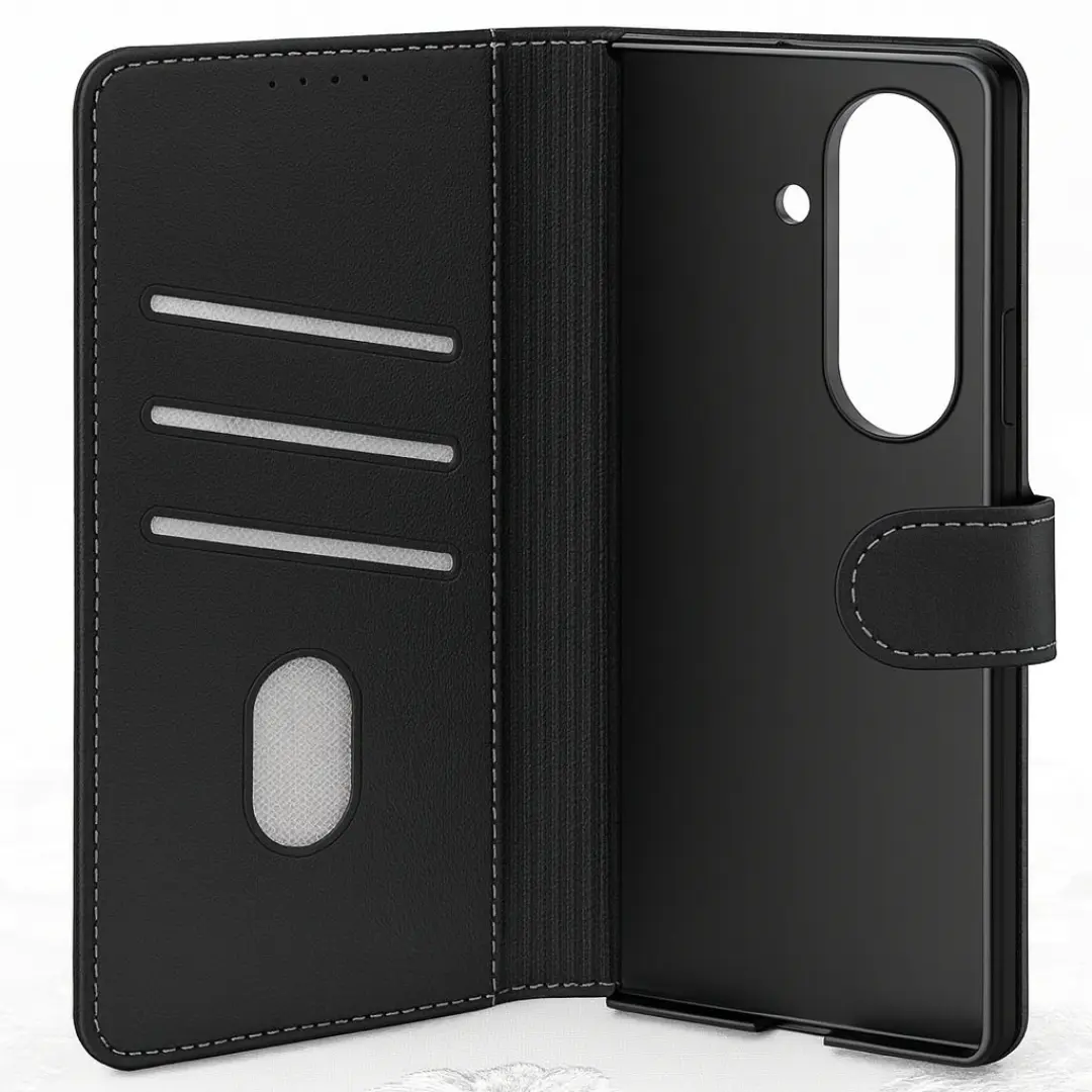 Samsung Galaxy Z Fold 7 PU Leather Wallet Case Black