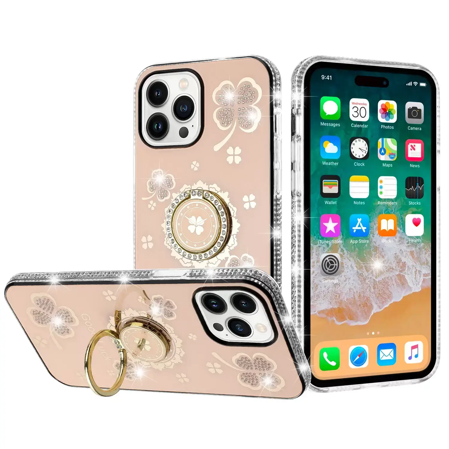 iPhone 17 Pro Bling Diamond Lucky Case Gold