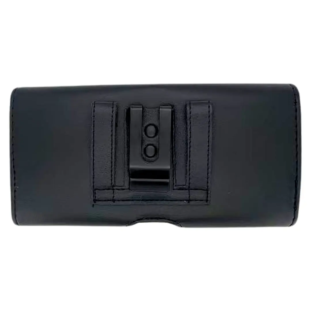 Horizontal Leather Card Holder Pouch Black 6.3 inch