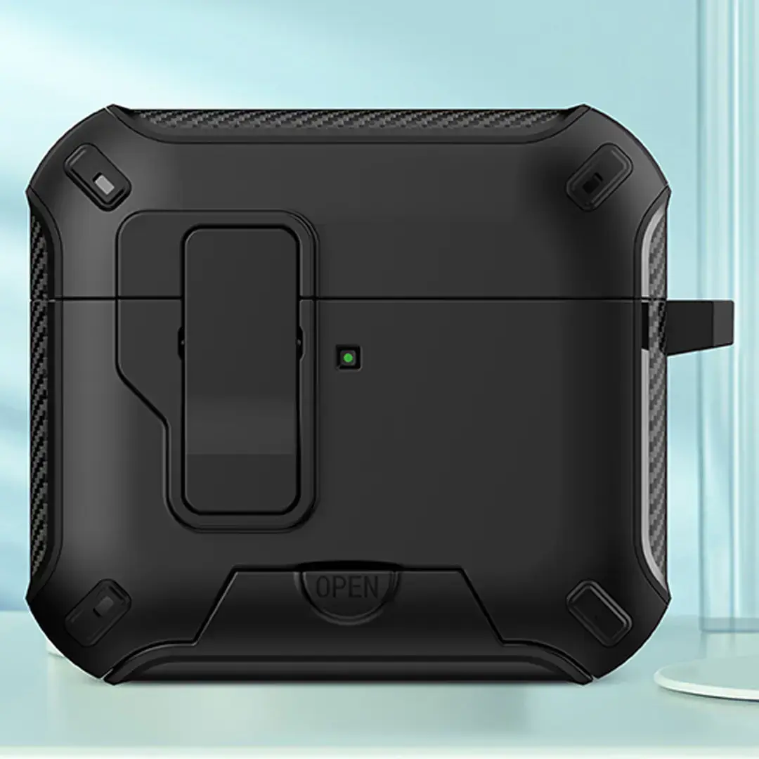Airpods Pro 3 Premium Case with Stand with Keychain Black
