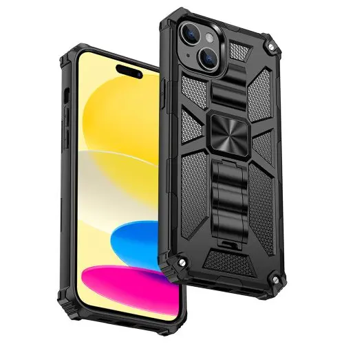 iPhone 14 Vertical Kickstand TPU Corner Edges Case Black