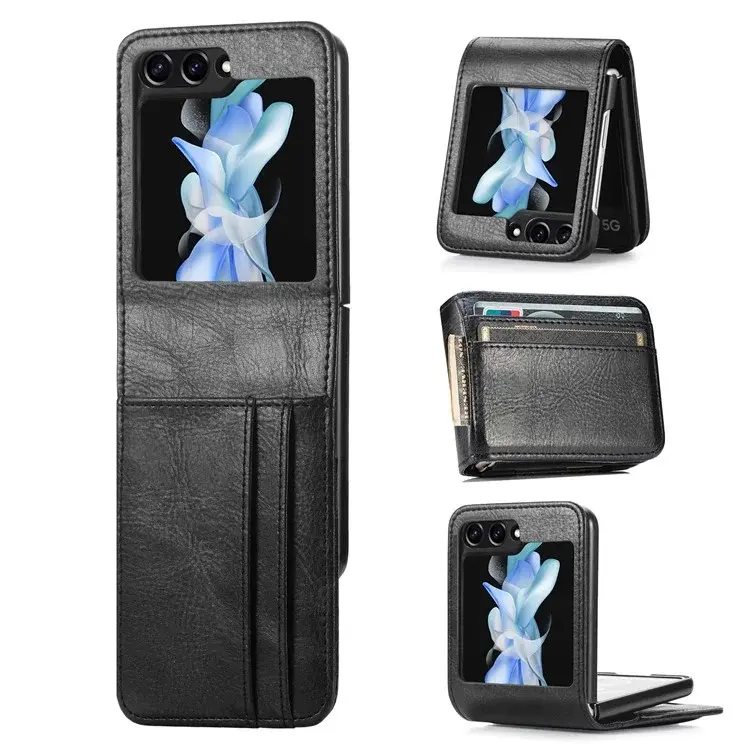 Samsung Galaxy Z Flip 7 PU Leather Wallet Case Black