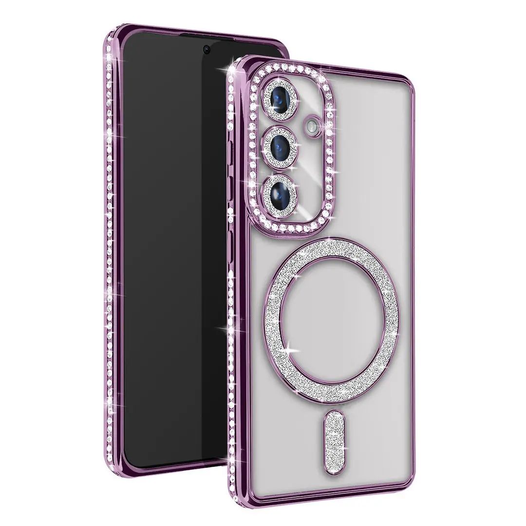 Samsung Galaxy S25/S24 Magsafe Clear Case Diamond with Camera Protection Purple