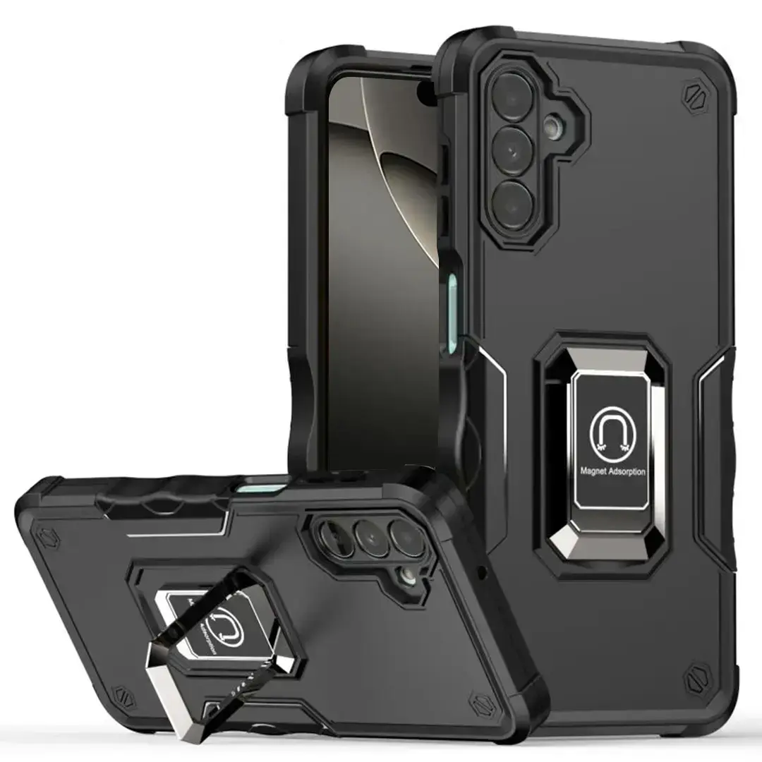 Samsung Galaxy Z Fold 7 Strong Tough Metallic Design Hybrid Premium Kickstand Case Black