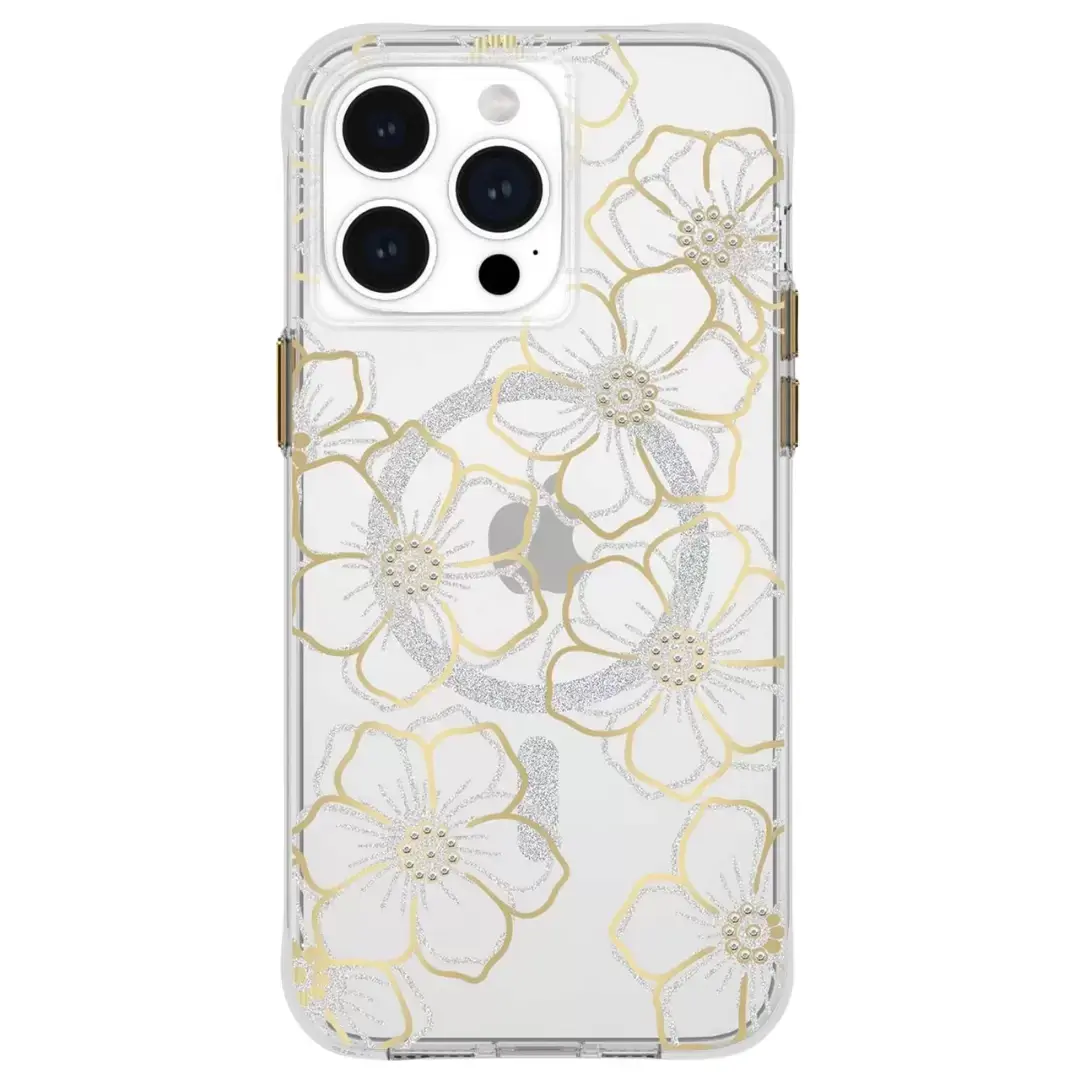 iPhone 15 Pro Max/iPhone 14 Pro Max Designed Case MagSafe Gold and Sliver Floral Harmony