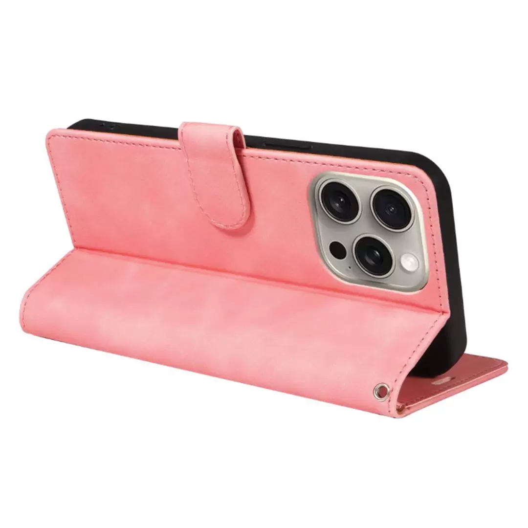 iPhone 16 Pro PU Leather Wallet Case Pink