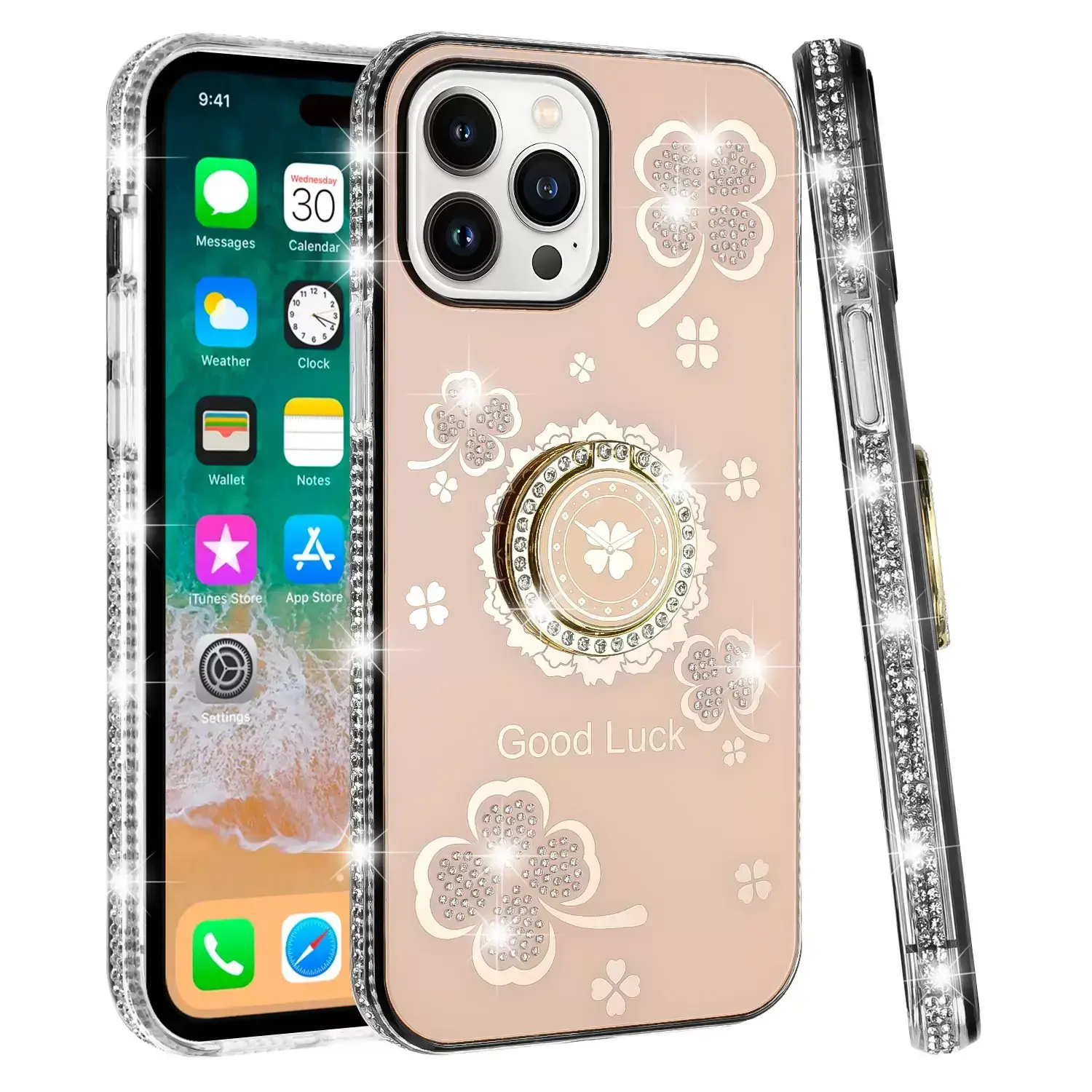iPhone 17 Pro Bling Diamond Lucky Case Gold