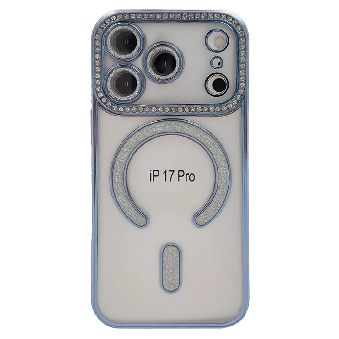 iPhone 17 Pro Magsafe Clear Case Diamond with Camera Protection Blue