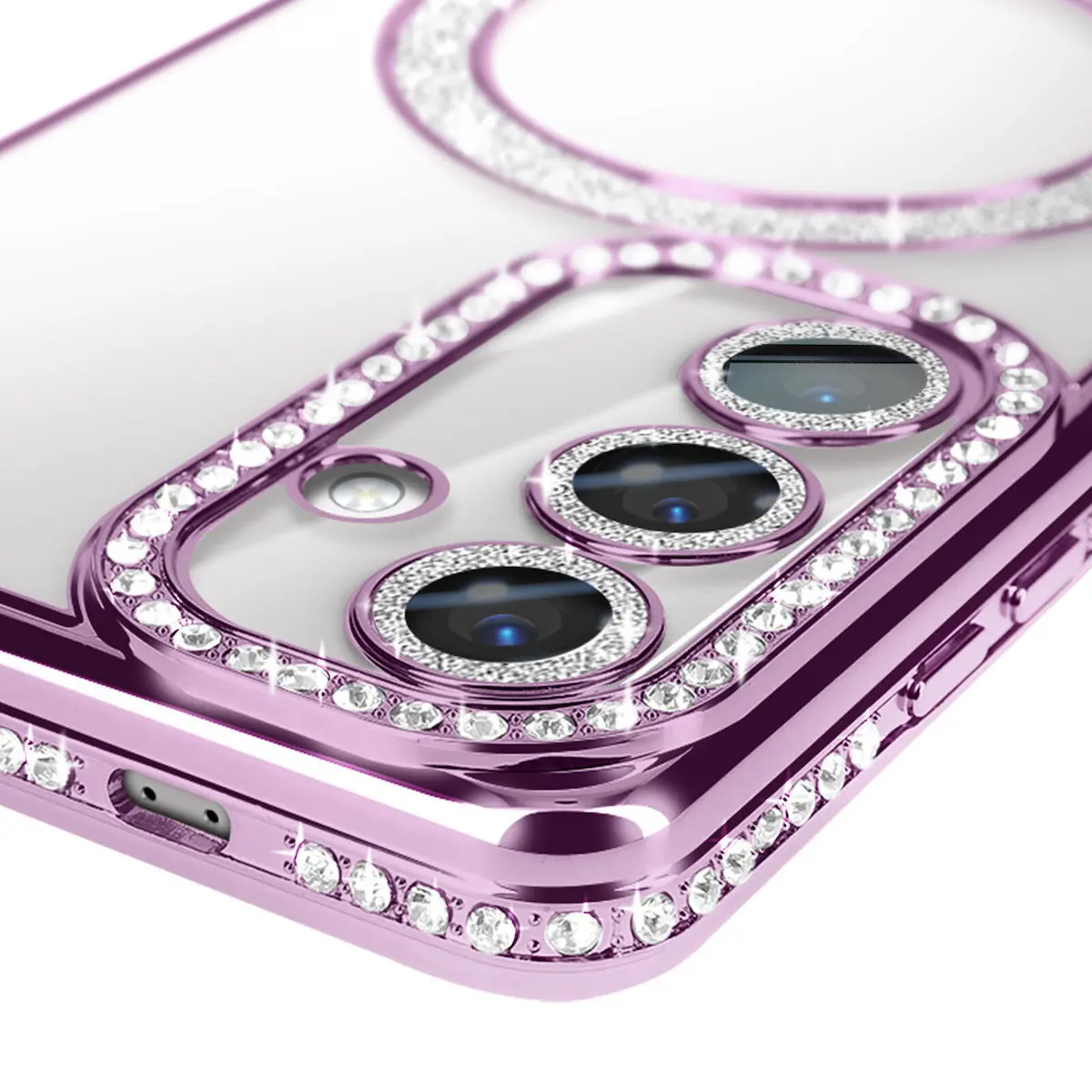 Samsung Galaxy S25/S24 Magsafe Clear Case Diamond with Camera Protection Purple