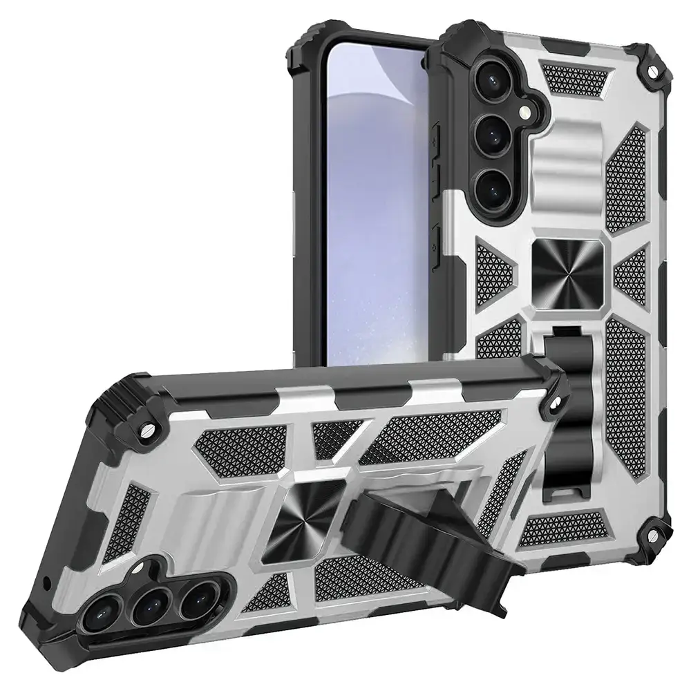 Samsung Galaxy A36 Vertical Kickstand TPU Corner Edges Case Silver