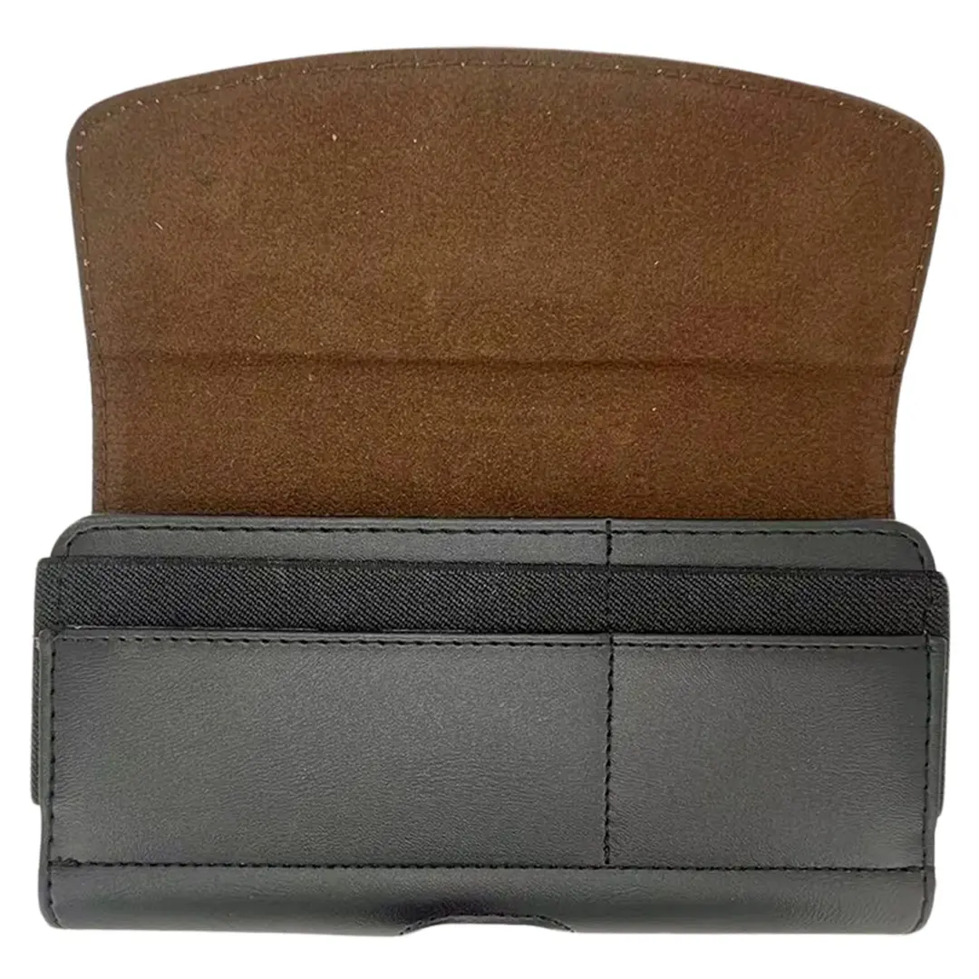 Horizontal Leather Card Holder Pouch Black 7.0 inch