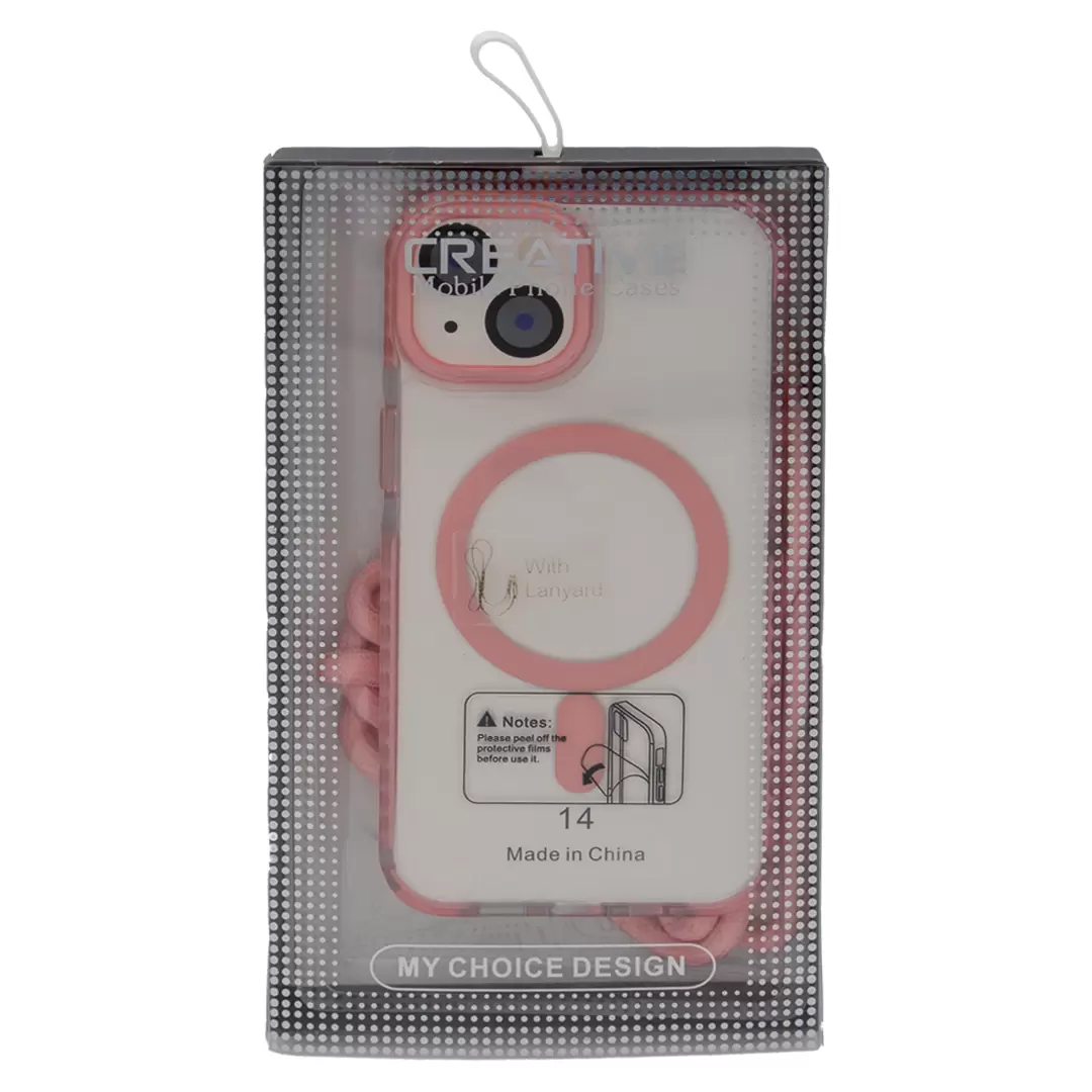 iPhone 15 Pro Max/iPhone 14 Pro Max Magsafe Clear Twotone Case with Lanyard Pink