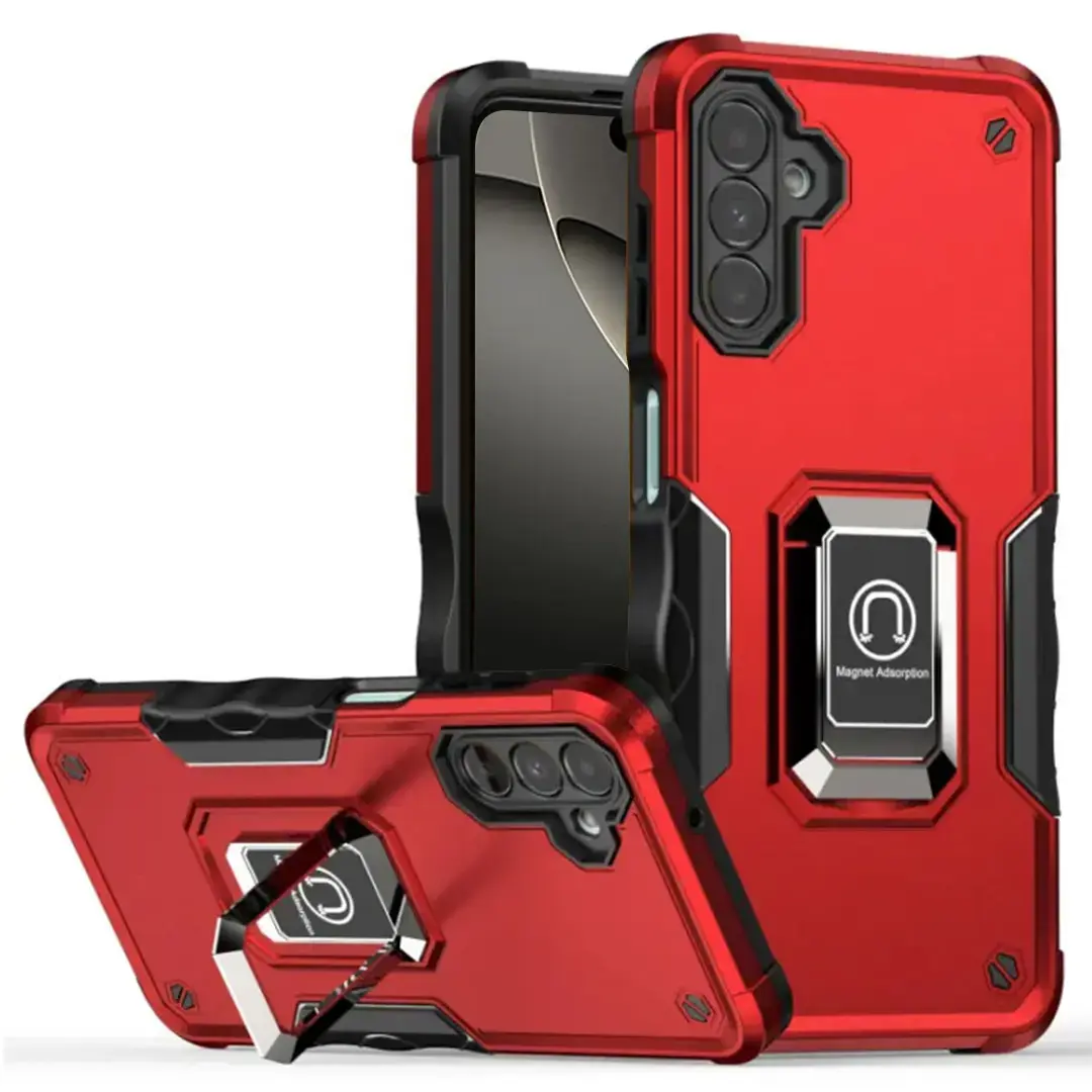 Samsung Galaxy Z Fold 7 Strong Tough Metallic Design Hybrid Premium Kickstand Case Red