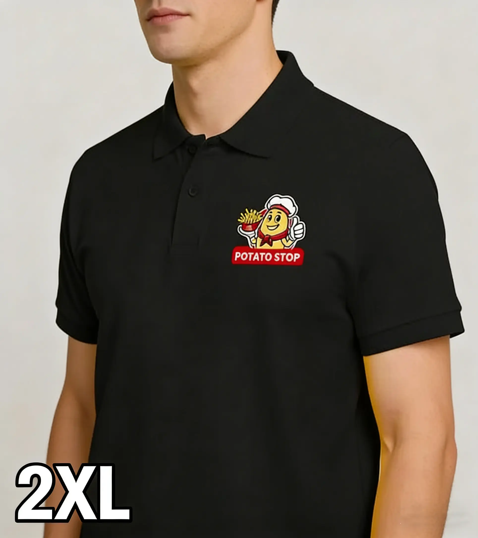 Potato Stop Polo Shirt Black 2XL