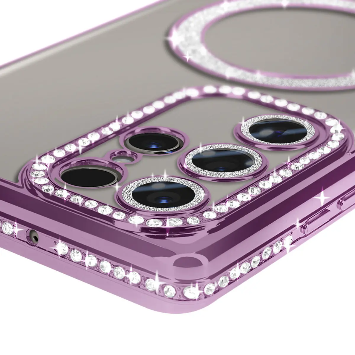 Samsung Galaxy S25 Ultra Magsafe Clear Case Diamond with Camera Protection Purple