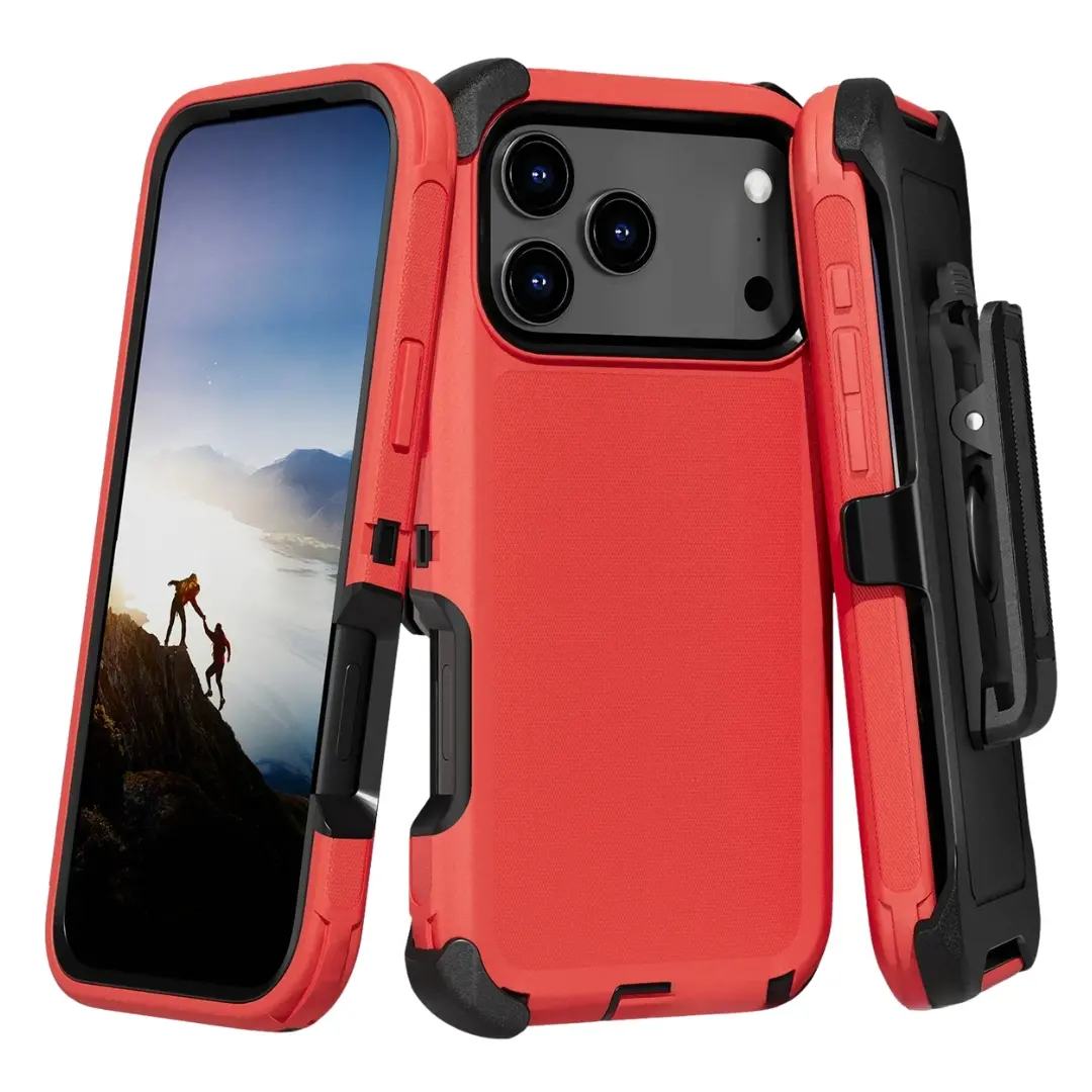 iPhone 17 Pro Max Screen Case with Holster Red