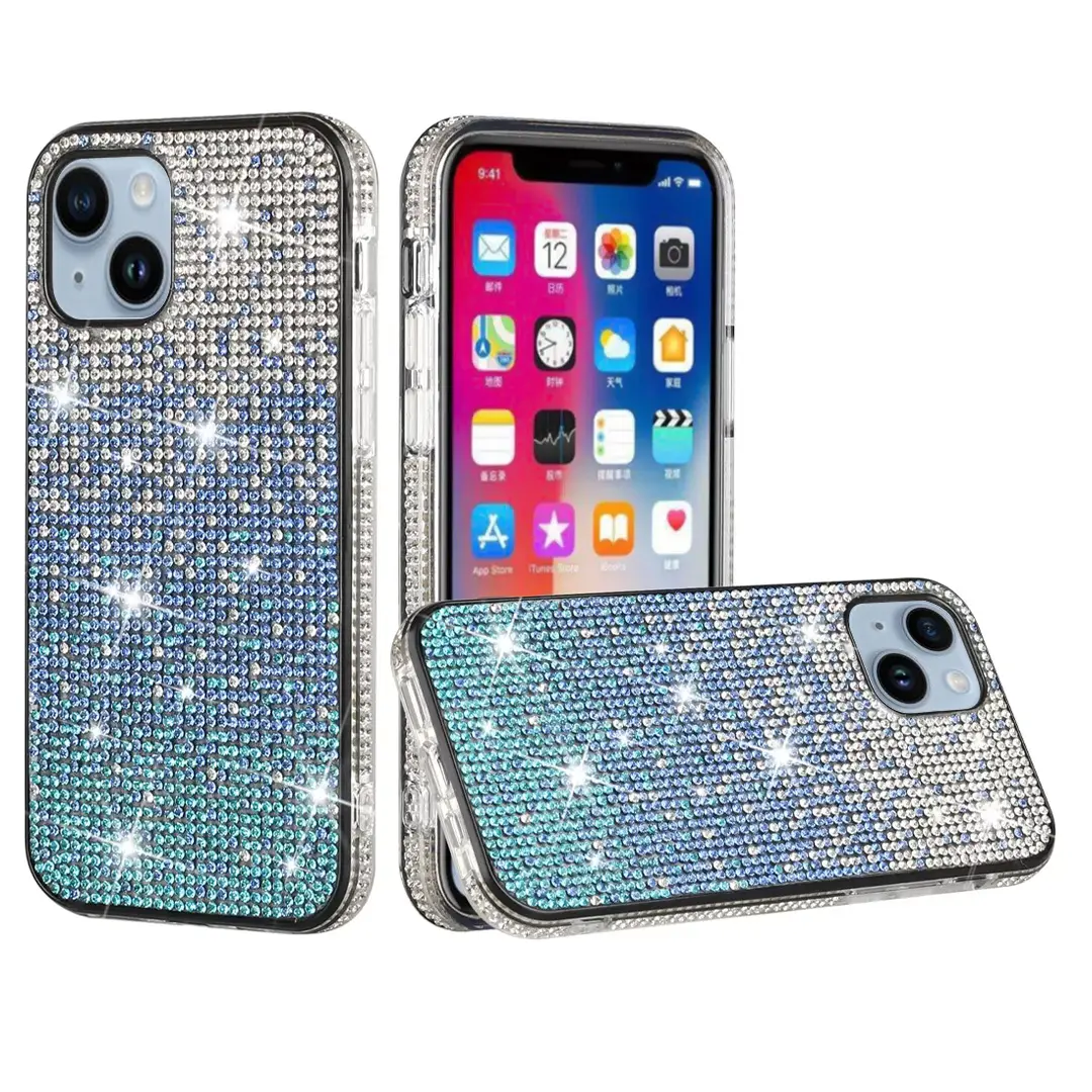 iPhone 15/iPhone 14/iPhone 13 Bling Party Diamond Blue