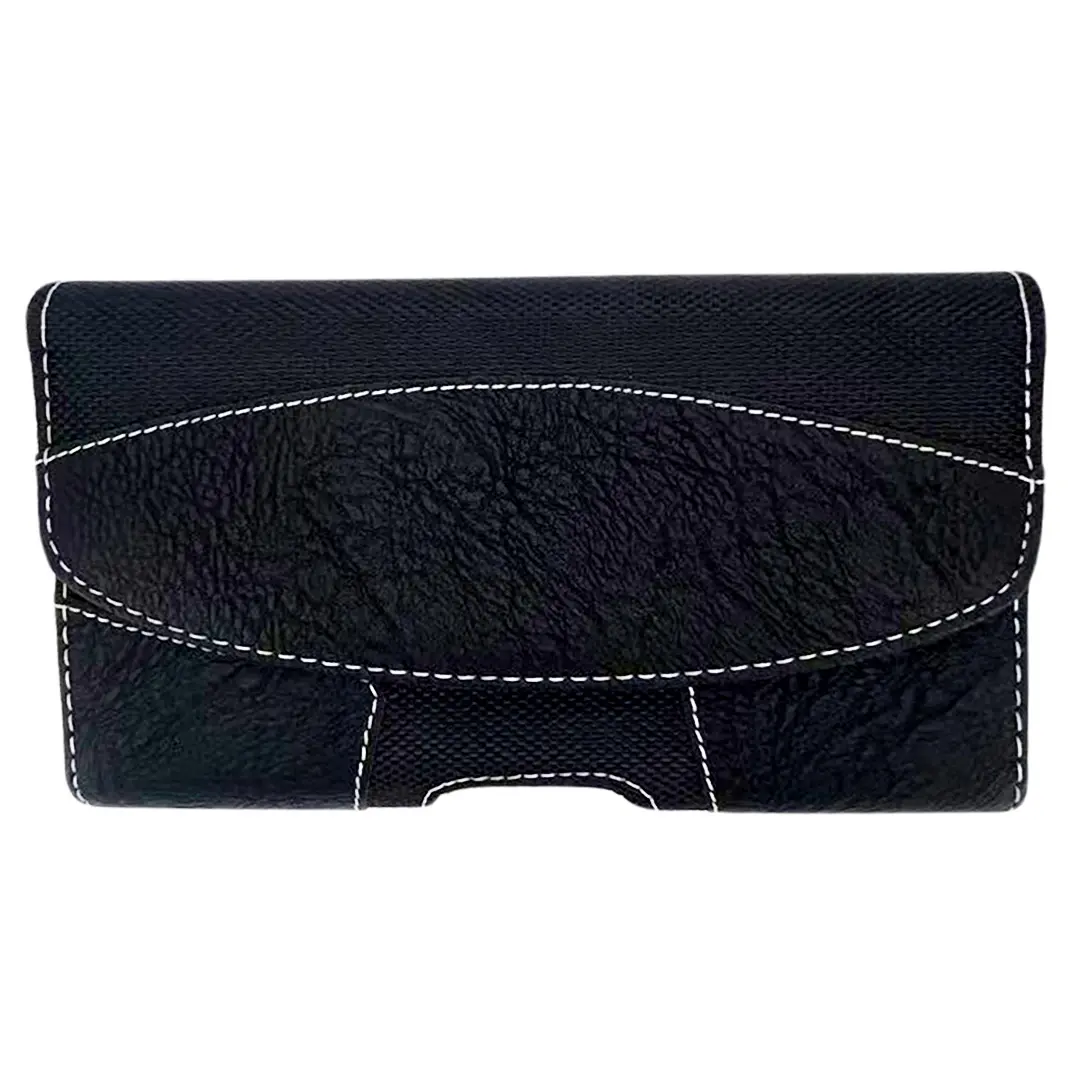 Horizontal Lychee leather Pouch Black 7.0 inch