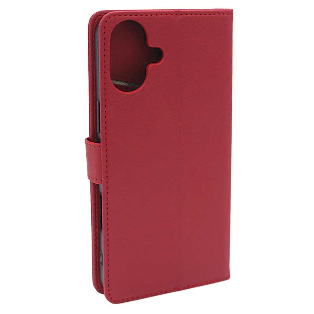 iPhone 16 PU Leather Wallet Case Red