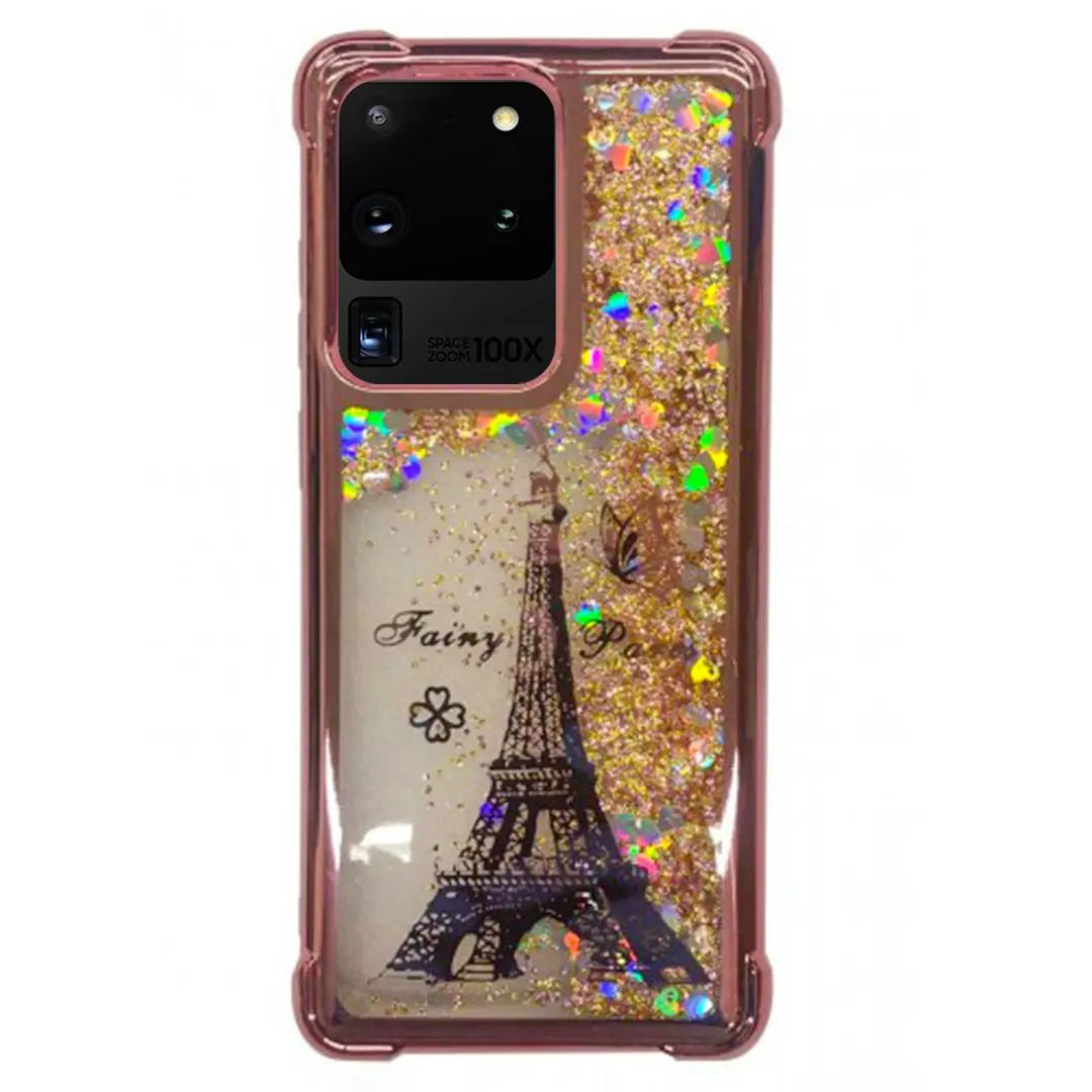 Samsung Galaxy S20 Ultra Waterfall Protective Case Rose Gold Eiffel Tower
